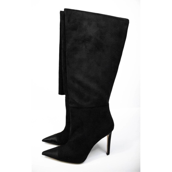 Good American Black Suede Over The Knee Boots 13, Thigh High Heeled Boots - Picture 8 of 16